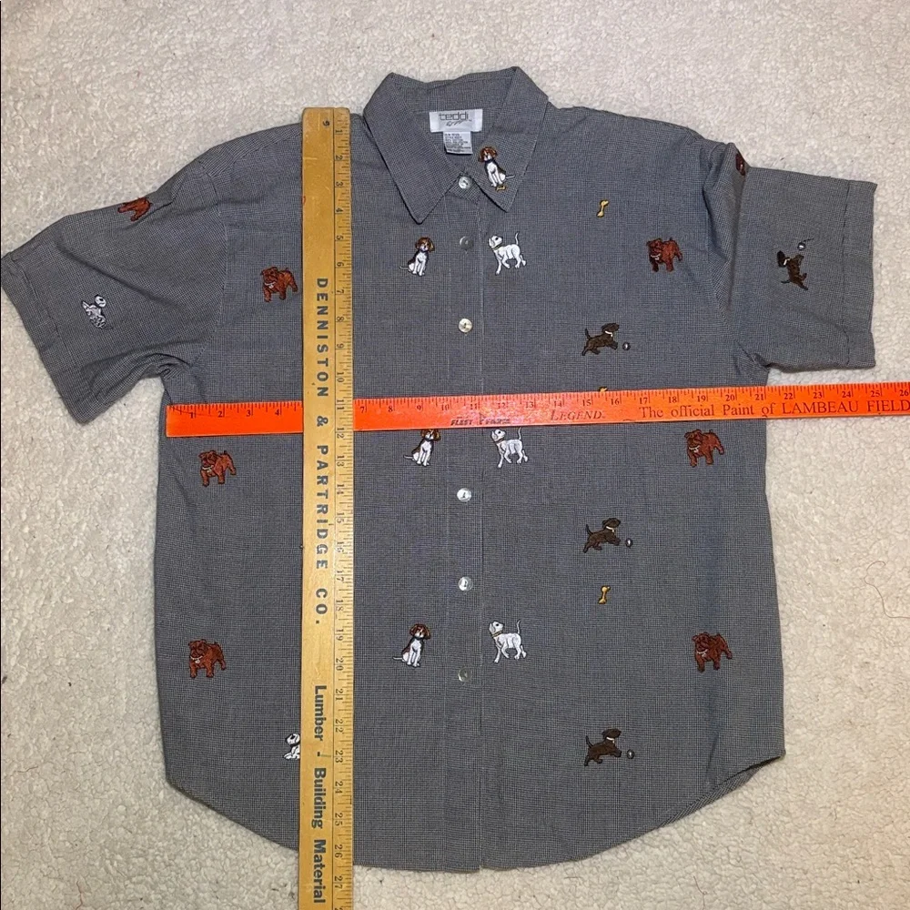 Teddi Checkered Embroidered Dogs Shirt medium - Picture 4 of 8